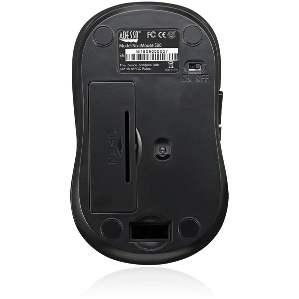 Adesso iMouse S80B - Wireless Fabric Optical Mini Mouse (Black) - Image 4
