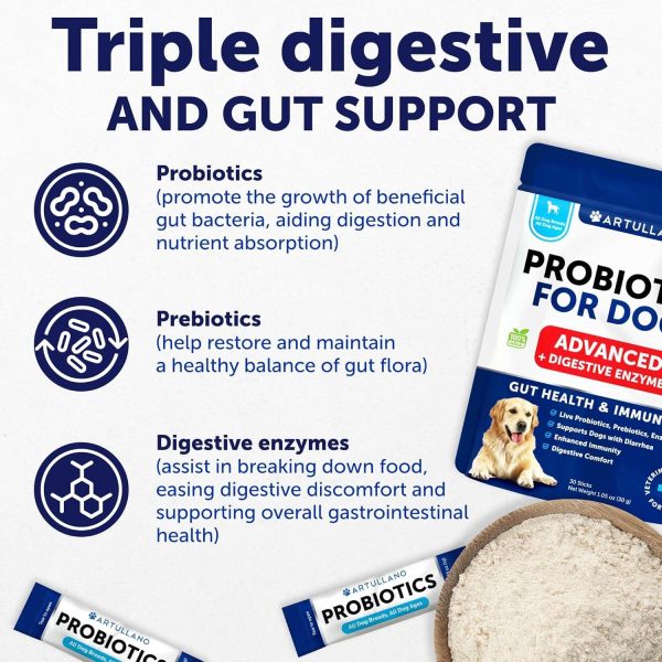 Probiotic Powder for Dogs   Support Gut Health Itchy Skin Allergies Immunity Yeast Balance   Dog Probiotics and Digestive Enzymes with Prebiotics   Reduce Diarrhea Gas   30 Probiotic Sticks - Image 3
