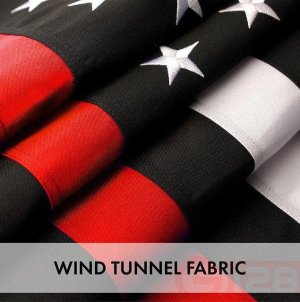 G128 Thin Red Line Flag Embroidered 2x3 FT 3-Pack Heavy Duty 220GSM Tough Spun Polyester U.S. American Flag Brass Grommets Honoring Fire Fighters and EMTs Black White and Red US Flag - Image 5