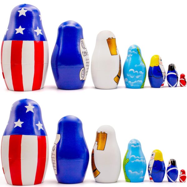 AEVVV Independence Day Nesting Dolls Set 7 pcs   Russian Dolls with Symbols of Independence   4th of July Decorations for Patriotic Decor - Image 2