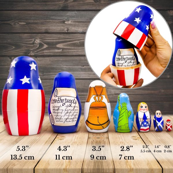 AEVVV Independence Day Nesting Dolls Set 7 pcs   Russian Dolls with Symbols of Independence   4th of July Decorations for Patriotic Decor - Image 3