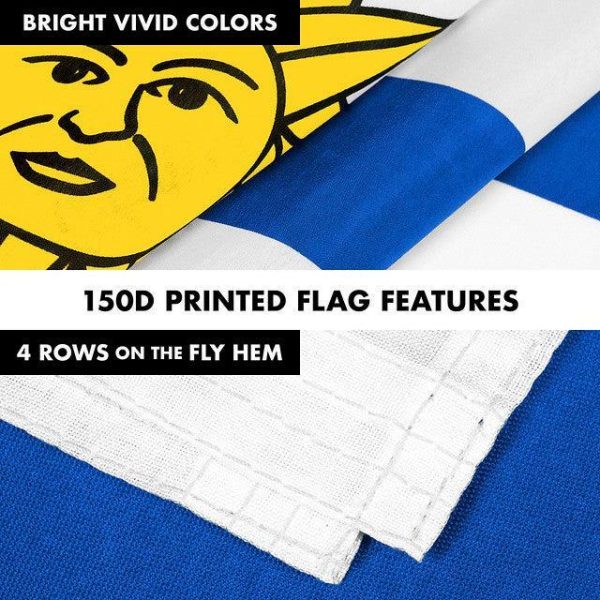 G128 Combo Pack: 6 Feet Tangle Free Spinning Flagpole (White) Uruguay Uruguay Flag 3x5 ft Printed 150D Brass Grommets (Flag Included) Aluminum Flag Pole - Image 5