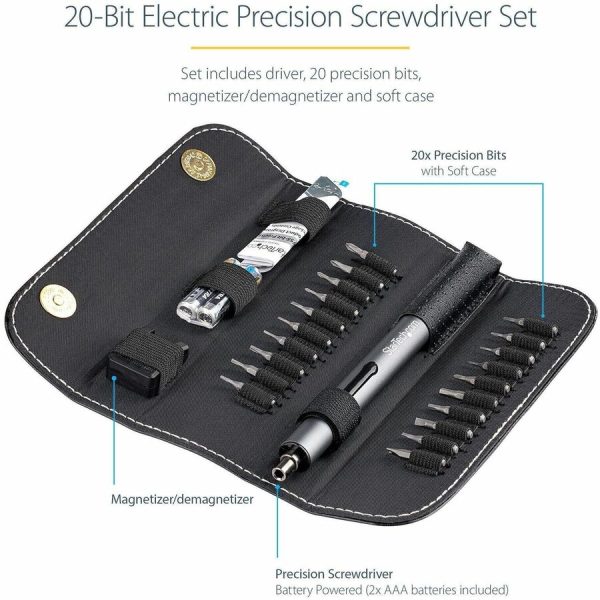 StarTech.com 20-Bit Electric Precision Screwdriver Set, Cordless/Battery Powered, Magnetic Bit Driver Kit for Laptop/Computer/Phone Repair - Image 2