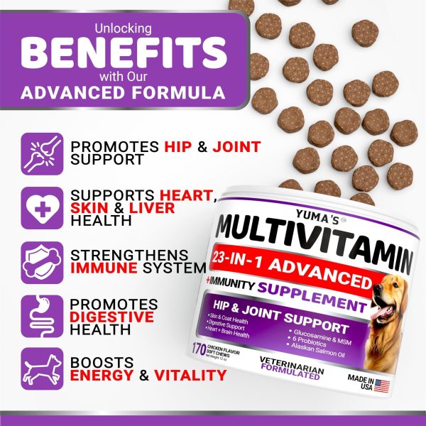 Dog Multivitamin Chewable with Glucosamine   Dog Vitamins and Supplements   170 Treats   Senior & Puppy Multivitamin for Dogs   Hip & Joint Support   Immune Health Skin Heart Digestion Probiotics - Image 2