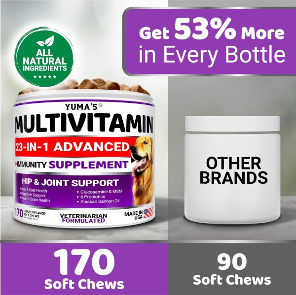 Dog Multivitamin Chewable with Glucosamine   Dog Vitamins and Supplements   170 Treats   Senior & Puppy Multivitamin for Dogs   Hip & Joint Support   Immune Health Skin Heart Digestion Probiotics - Image 5