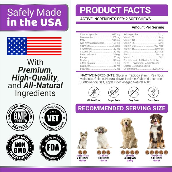 Dog Multivitamin Chewable with Glucosamine   Dog Vitamins and Supplements   170 Treats   Senior & Puppy Multivitamin for Dogs   Hip & Joint Support   Immune Health Skin Heart Digestion Probiotics - Image 6