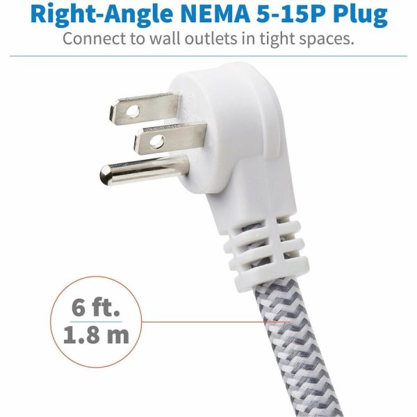 Eaton Tripp Lite Series 5-Outlet Surge Protector Tower, 3x USB Ports (3.1A Shared), 6 ft. Cord, 5-15P Plug, 1200 Joules, White - Image 5