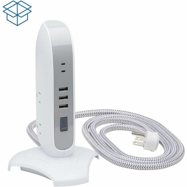 Eaton Tripp Lite Series 5-Outlet Surge Protector Tower, 3x USB Ports (3.1A Shared), 6 ft. Cord, 5-15P Plug, 1200 Joules, White - Image 6