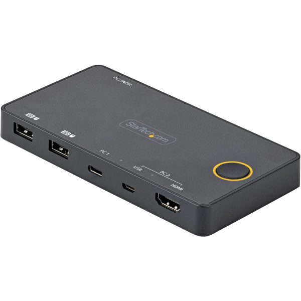 StarTech.com 2 Port Hybrid USB-A + HDMI & USB-C KVM Switch, Single 4K 60Hz HDMI 2.0 Monitor, Compact Desktop and/or Laptop HDMI KVM Switch - Image 2