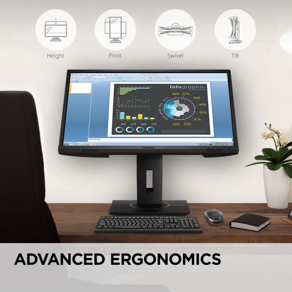 ViewSonic VG2240 22 Inch 1080p Ergonomic Monitor with 100Hz, USB Hub, HDMI, DisplayPort, VGA Inputs for Home and Office - Image 8