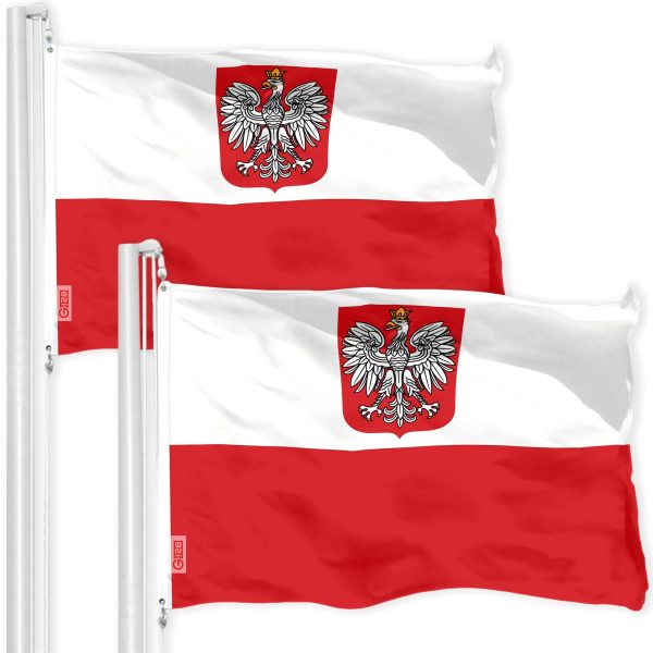 Poland Ensign Polish Flag 3x5 Ft 2-Pack 150D Printed Polyester By G128