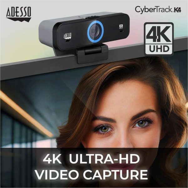 Adesso CyberTrack K4 Webcam - 8 Megapixel - 30 fps - USB 2.0 - 1 Each - Image 4