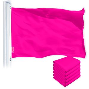 G128 5 Pack: Solid Magenta Color Flag | 2.5x4 Ft | LiteWeave Pro Series Printed 150D Polyester | Indoor/Outdoor, Vibrant Colors, Brass Grommets, Thicker and More Durable Than 100D 75D Polyester