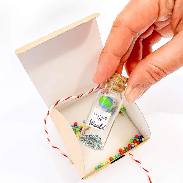 Cute Girlfriend and Boyfriend Gifts   Personalized Anniversary Present for Her Him   Custom Birthday Gift Idea for Women Men (You Are My World in Craft Gift Box) - Image 2