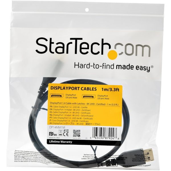 StarTech.com 1 m VESA Certified DisplayPort 1.4 Cable - 8K 60Hz HBR3 HDR - 3 ft Super UHD 4K 120Hz - DP to DP Slim Video Monitor Cord M/M - Image 4