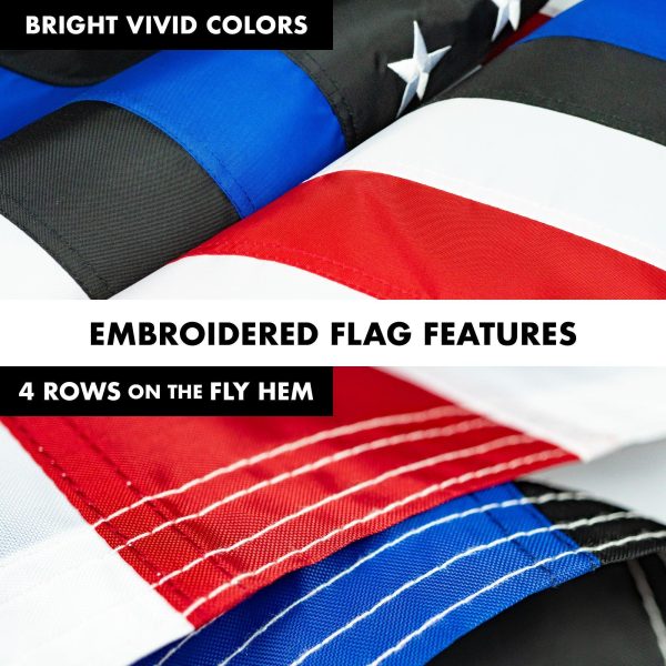 G128 - 5 Feet Tangle Free Spinning Flagpole (Silver) Blue Lives Matter Flag Brass Grommets Embroidered 2x3 ft (Flag Included) Aluminum Flag Pole - Image 5