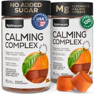 Calm Magnesium Glycinate Gummies for Adults   Triple Magnesium Complex 600 Mg   Calming Chews for Relaxation Sleep Energy   Gummy Supplement with Glycinate Citrate Malate   Sugar Free 2 Pack