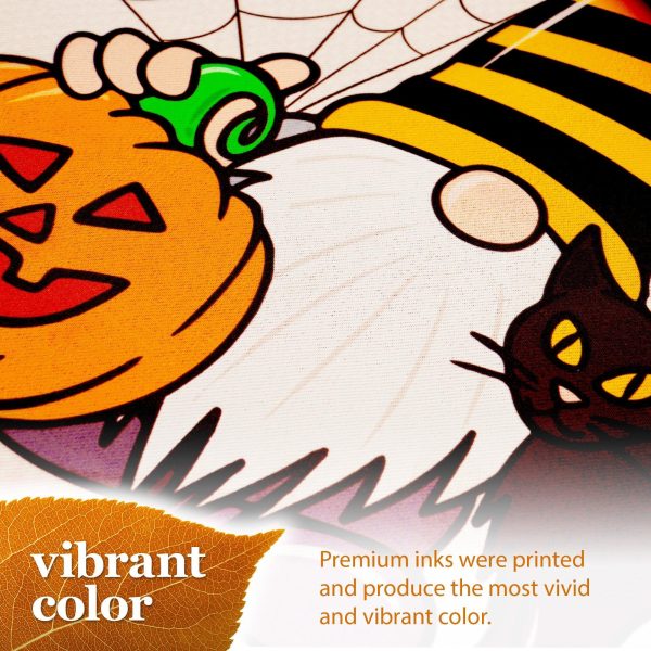 G128 Garden Flag Happy Halloween Gnome with Pumpkin and Black Cat 12"x18" Blockout Fabric - Image 6