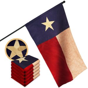 G128 5 Pack: Texas Tea-Stained Flag | 2x3 Ft | ToughWeave Pro Series Pole Sleeve Embroidered 420D Polyester | Embroidered Design, Indoor/Outdoor, High Quality, NO Flagpole Included
