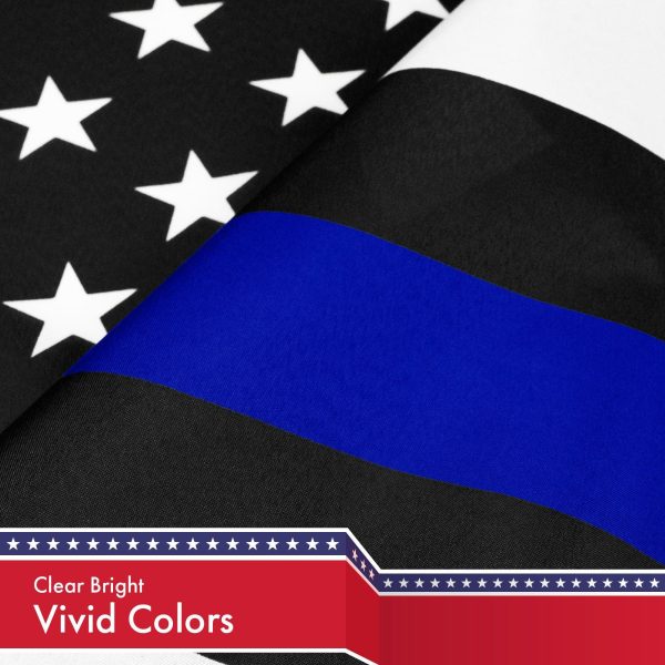 Thin Blue Line American Flag 3x5 Ft 3-Pack Printed 150D Polyester By G128 - Image 3