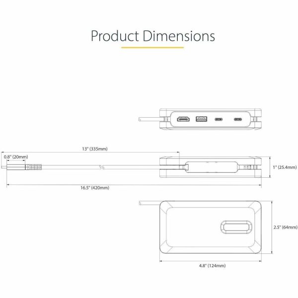 StarTech.com USB-C Multiport Adapter, 4K 60Hz HDMI (HDR), USB 3.2 Gen 2 10Gbps Hub (2xUSB-C/1xUSB-A), 100W PD Pass-Through, GbE, Mini Dock - Image 3
