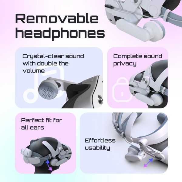 Head Strap with Two Batteries 5000 mAh and Headphones Compatible with Oculus Quest 3 3S - Image 3