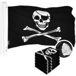 G128 5 Pack: Pirate Jolly Roger Bones Flag | 16x24 In | ToughWeave Series Embroidered 300D Polyester | Novelty Flag, Embroidered Design, Indoor/Outdoor, Brass Grommets