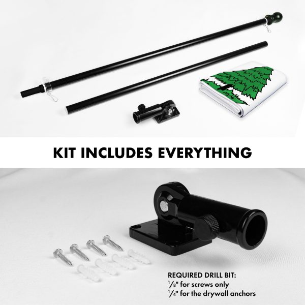 G128 Combo Pack: 6 Ft Tangle Free Aluminum Spinning Flagpole (Black) & An Appeal to Heaven Flag 3x5 Ft, ToughWeave Series Embroidered 300D Polyester | Pole with Flag Included - Image 2