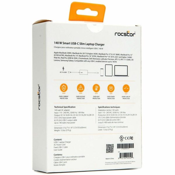 Rocstor 140W Smart USB-C Laptop AC Power Adapter Charger - Image 7