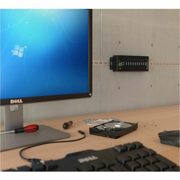 StarTech.com 10 Port Industrial USB 3.0 Hub - ESD and Surge Protection - DIN Rail or Surface-Mountable Metal Housing - Image 2