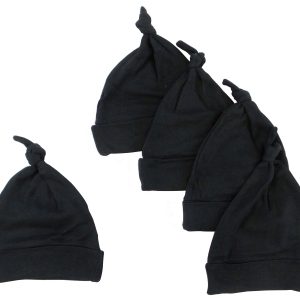 Black Knotted Baby Cap (pack Of 5) 1100-black-5