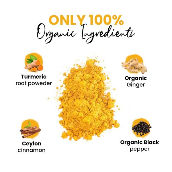 Zealthy Life Turmeric Latte USDA CERTIFIED ORGANIC GOLDEN MILK POWDER WITH CEYLON CINNAMON Non GMO Vegan Keto Gluten free Unsweetened (45 servings) - Image 3