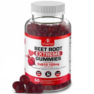 Extreme Beetroot Formula & COQ10 100mg with Grape Seed Extract for Circulation Energy & Flow 1500mg Beet Root Gummies Extract Gluten Free 60