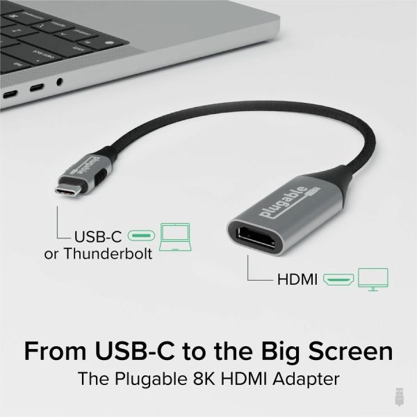Plugable USB C to HDMI Adapter, 8K 60Hz or 4K 144Hz, USB4 / Thunderbolt to HDMI Adapter - Image 2