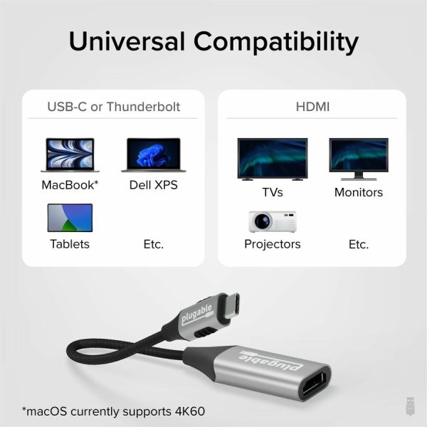 Plugable USB C to HDMI Adapter, 8K 60Hz or 4K 144Hz, USB4 / Thunderbolt to HDMI Adapter - Image 4