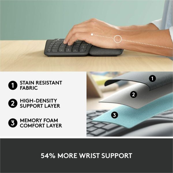 Logitech Ergo K860 Split Wireless Keyboard for Business - Ergonomic Design, Secured Logi Bolt Technology, Graphite - Image 7