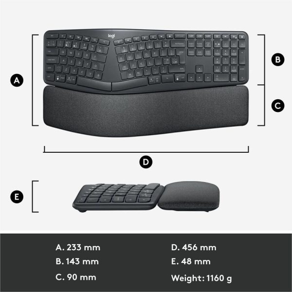 Logitech Ergo K860 Split Wireless Keyboard for Business - Ergonomic Design, Secured Logi Bolt Technology, Graphite - Image 9