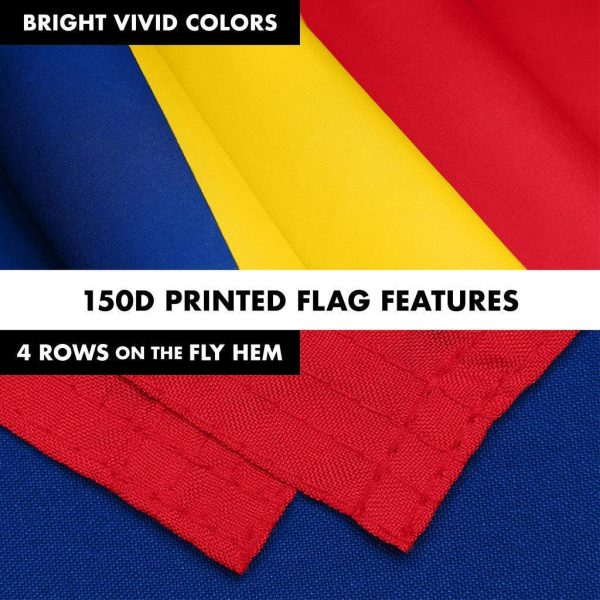 G128 Combo Pack: 6 Ft Tangle Free Spinning Flagpole (Silver) & Romania Flag 3x5 Ft Printed 150D Polyester, Brass Grommets (Flag Included) Aluminum Flag Pole - Image 5