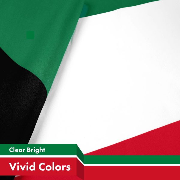 G128 2 Pack: Kuwait Kuwaiti Flag | 3x5 Ft | LiteWeave Pro Series Printed 150D Polyester | Country Flag, Indoor/Outdoor, Vibrant Colors, Brass Grommets, Thicker and More Durable Than 100D 75D Poly - Image 3