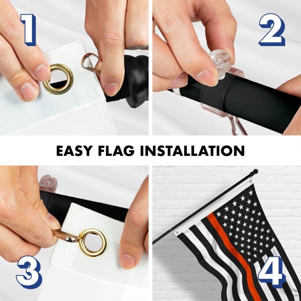 G128 Combo Pack: Flag Pole 6 FT Black Tangle Free & Thin Orange Line Flag 3x5 FT Brass Grommets Printed Polyester (Flag Included) Aluminum Flag Pole - Image 7