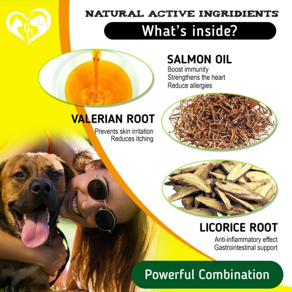 Dog Anti Itch & Allergy Relief Chews   Dry Itchy Skin & Hot Spot Treatment with Probiotic Omega 3 Oil  Immune Supplement & Seasonal Allergies Medicine for Dogs Puppy   140 Bites Made in USA - Image 3