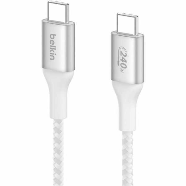 Belkin 240W USB-C to USB-C Cable - 480 Mbps - Nylon, Braided - M/M - 2m/6.6ft - White - Image 3