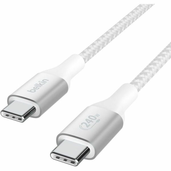 Belkin 240W USB-C to USB-C Cable - 480 Mbps - Nylon, Braided - M/M - 2m/6.6ft - White - Image 4