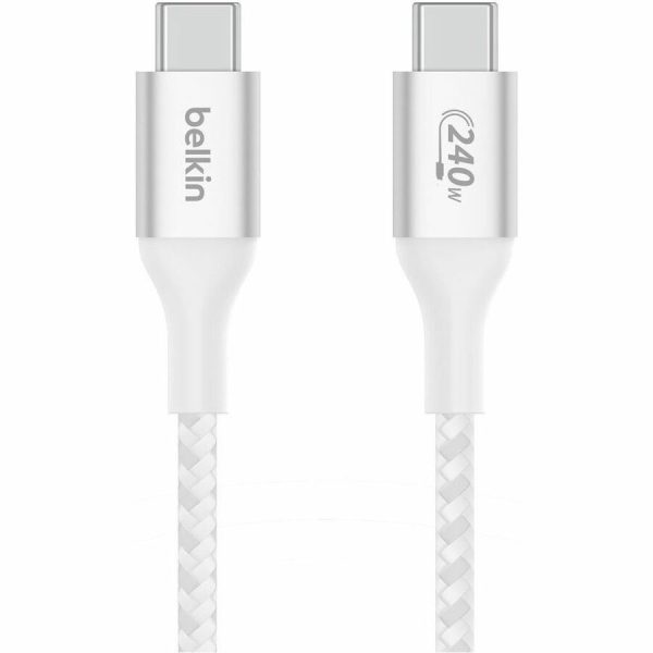 Belkin 240W USB-C to USB-C Cable - 480 Mbps - Nylon, Braided - M/M - 2m/6.6ft - White - Image 5