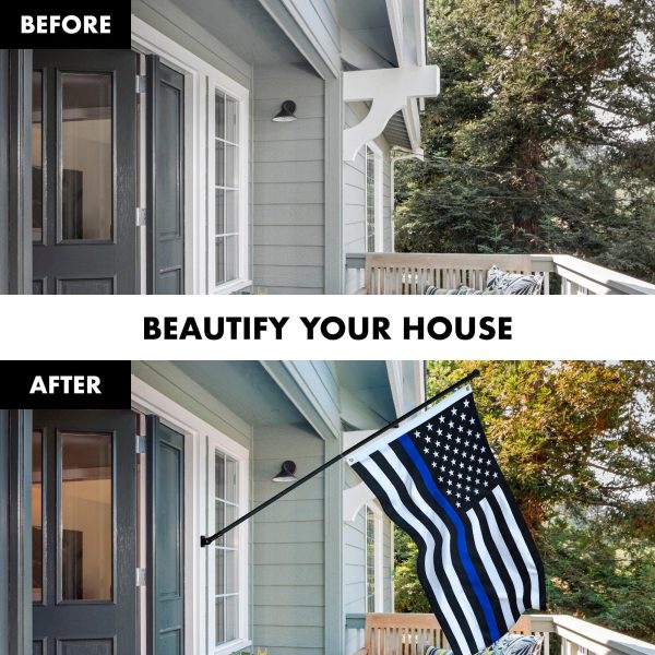 G128 - 6 Feet Tangle Free Spinning Flagpole (Black) Thin Blue Brass Grommets Printed 3x5 ft (Flag Included) Aluminum Flag Pole - Image 3
