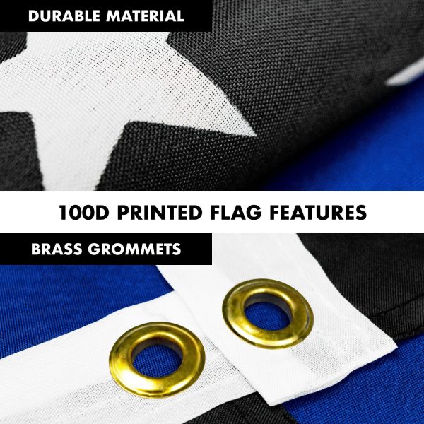 G128 - 6 Feet Tangle Free Spinning Flagpole (Black) Thin Blue Brass Grommets Printed 3x5 ft (Flag Included) Aluminum Flag Pole - Image 4