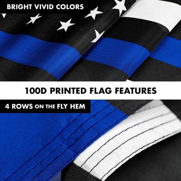 G128 - 6 Feet Tangle Free Spinning Flagpole (Black) Thin Blue Brass Grommets Printed 3x5 ft (Flag Included) Aluminum Flag Pole - Image 5