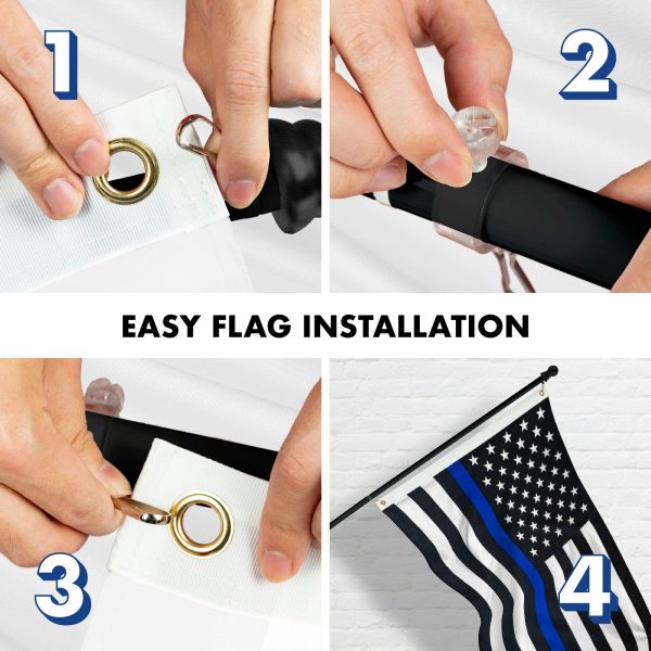 G128 - 6 Feet Tangle Free Spinning Flagpole (Black) Thin Blue Brass Grommets Printed 3x5 ft (Flag Included) Aluminum Flag Pole - Image 7