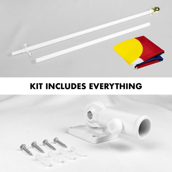 G128 Combo Pack: 5 Ft Tangle Free Aluminum Spinning Flagpole (White) & Colorado CO State Flag 2x3 Ft, ToughWeave Series Embroidered 300D Polyester | Pole with Flag Included - Image 2