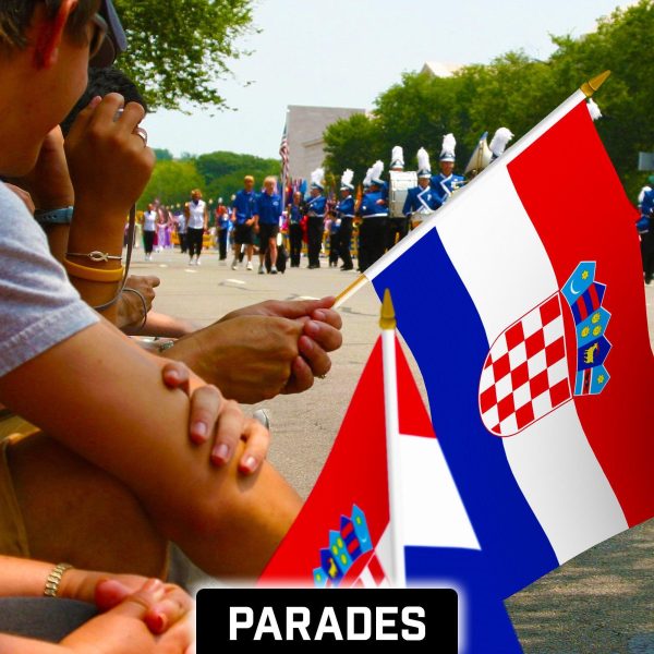 G128 24 Pack Handheld Croatia Croatian Stick Flags | 12x18 In | Printed 150D Polyester, Country Flag, Solid Wooden Stick, Spear Gold Tip - Image 5
